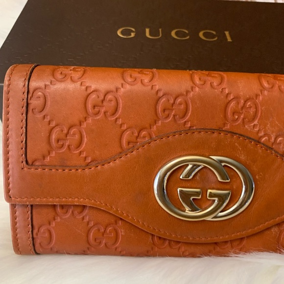 Sold💖Authentic Gucci Bifold Long Leather Wallet in 🍊 - Picture 6 of 14